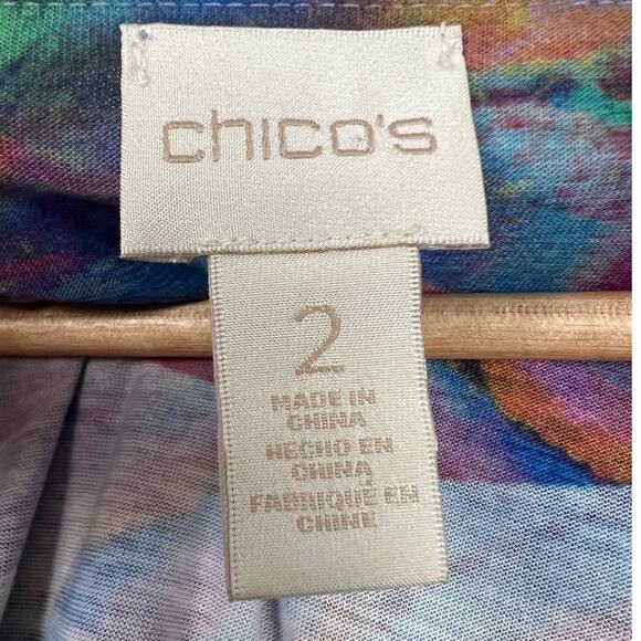 Chico's Womens L 12/14 Artsy Boho Resortwear Colorful Y2K Abstract Poncho Tunic - Picture 7 of 11